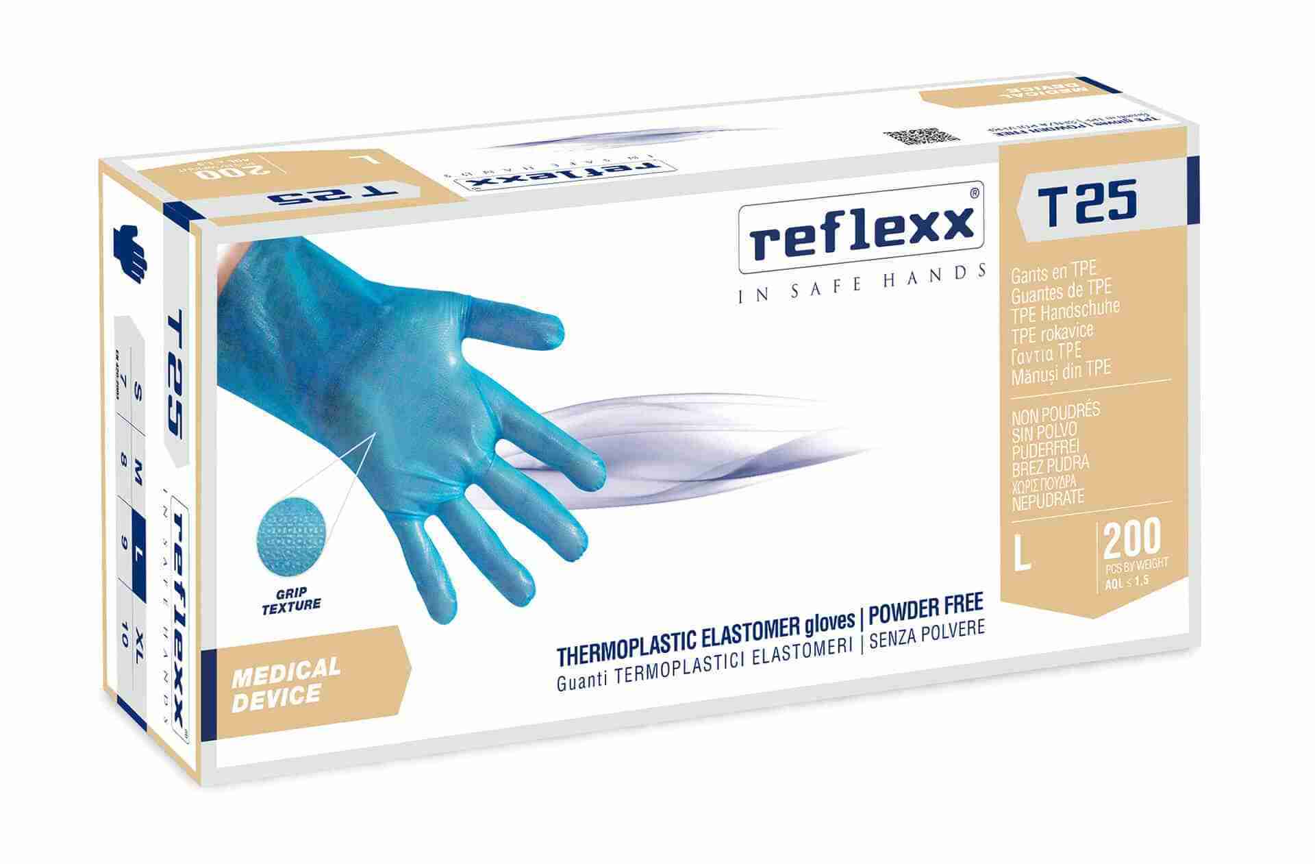 Termoplastiske elastomerhansker (TPE) Reflexx T25 gr. 2.5